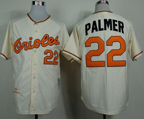 Mitchell And Ness 1989 Orioles #22 Jim Palmer Cream Throwback Stitched MLB Jersey - Click Image to Close